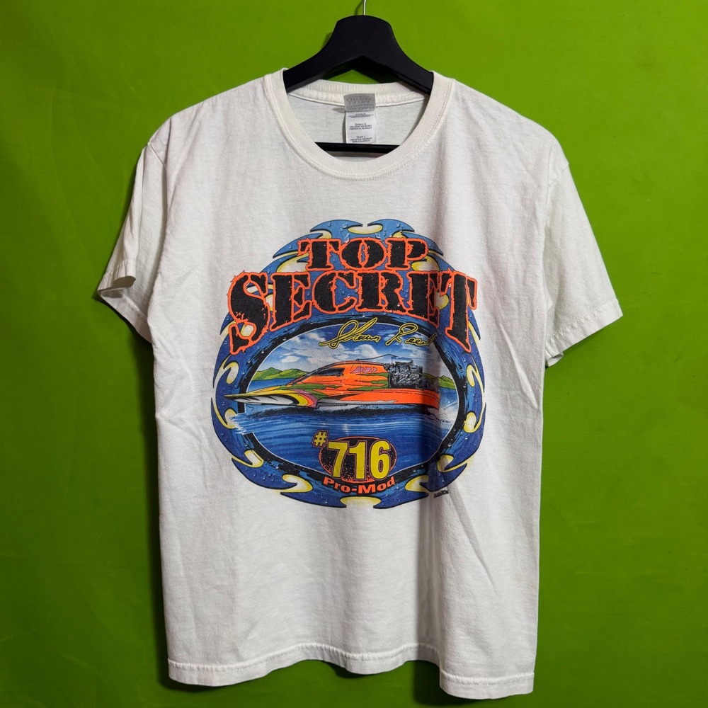 Gildan Top Secret Racing Pro-Mod Drag Boat Graphic T-Shirt Youth Large White